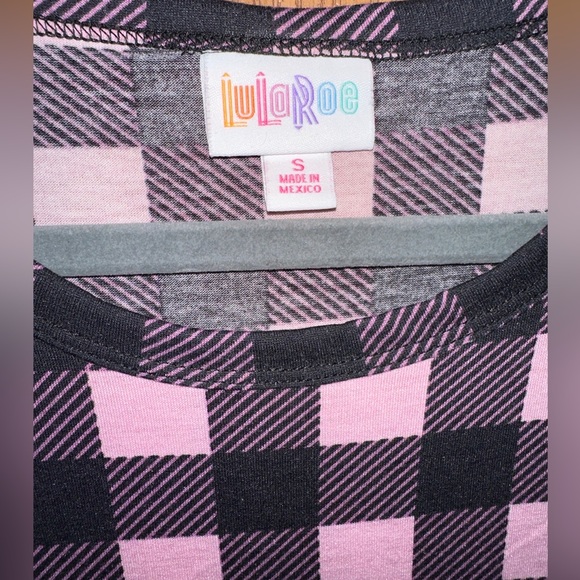 Lularoe Womens Size Small Sheath Dress Black And pink Checkered geometric EUC - Picture 3 of 4